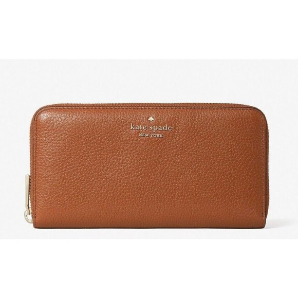 New Kate Spade Leila Large Continental Wallet Pebble Leather Warm Gingerbread - Picture 1 of 3